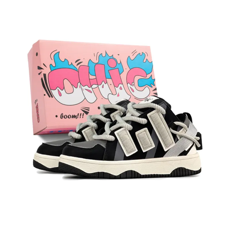 OHJC Skateboard Shoes Unisex Low Top Gray/Black Gray-6
