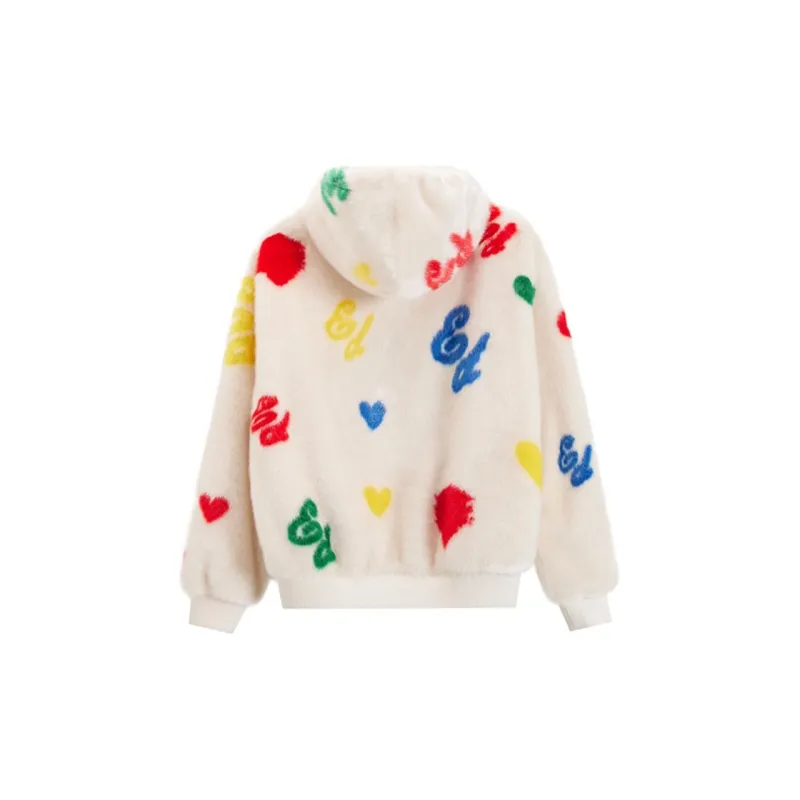 Ed Hardy FW24 Velvet feel Coat Women's Ivory White-1