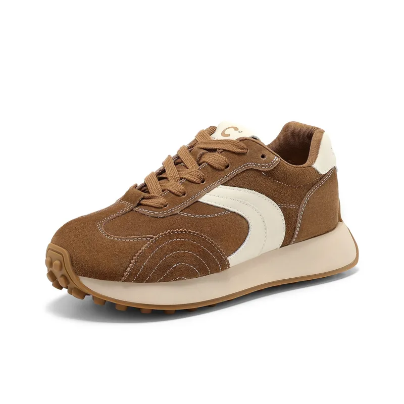C°BANNER Height Increasing Low Top Skateboard Shoes Women's Brown-1