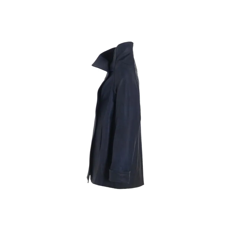 Yohji Yamamoto Y's FW24 Leather Jacket Women's Marine Blue-2