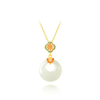 ZSY Hetian Jade Necklace, Silver 925, Mother, Box Pale Greenish White Jade Women's