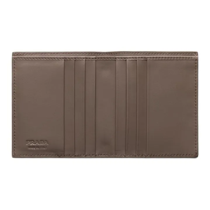 PRADA Leather Wallet Men's Bamboo Gray-2