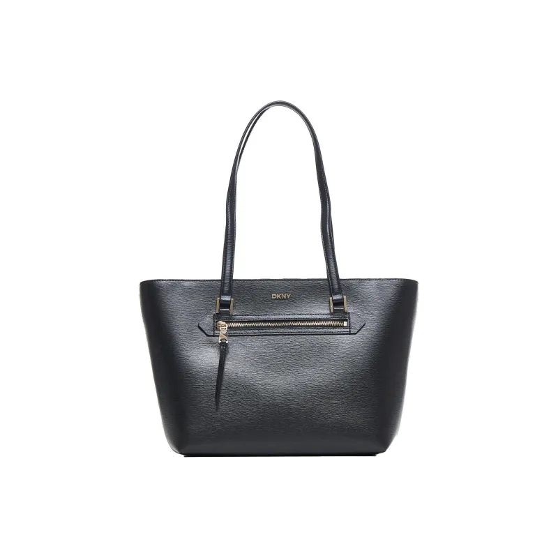 DKNY Cow Leather Tote Bag, Shopping Bag, Shoulder Bag, Handbag Women's Black-0