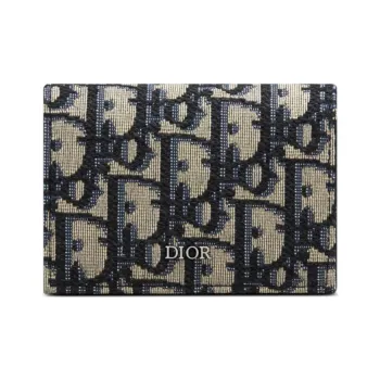 DIOR Fabric Card Holder Card Holder Unisex Denim Blue