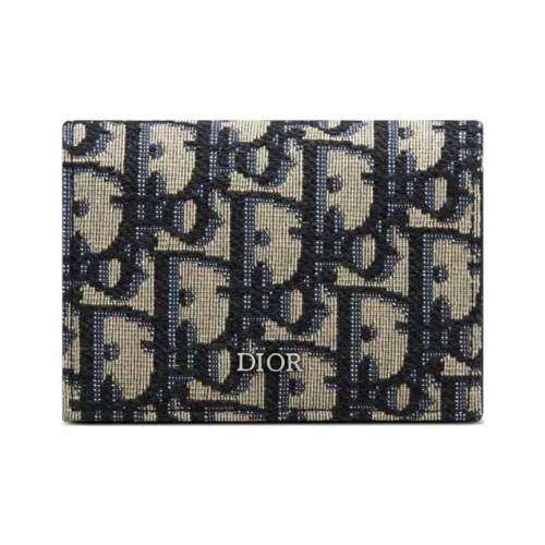 DIOR Fabric Card Holder Card Holder Unisex Denim Blue