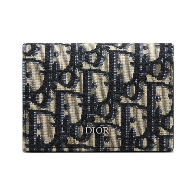 DIOR Fabric Card Holder Card Holder Unisex Denim Blue-0