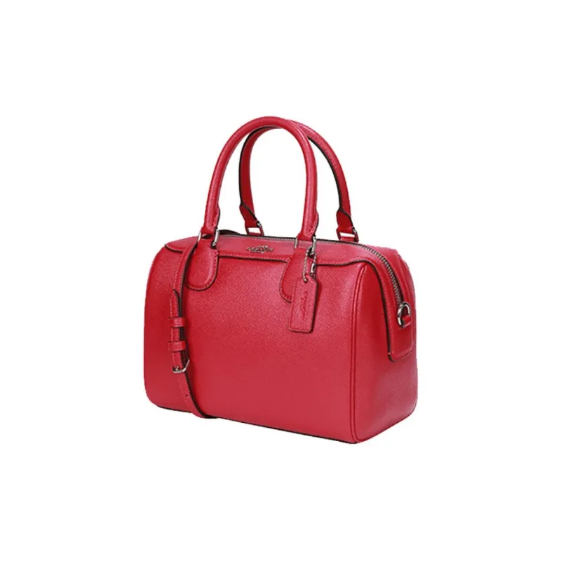 COACH Bennett Cow Leather Boston Bag Handbag Crossbody Bag Mini Women's Red-2