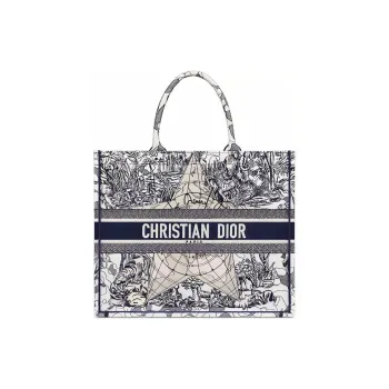 DIOR BookTote Embroidery Tote Bag, Shopping Bag, Shoulder Bag, Handbag Tubas Women's Blue