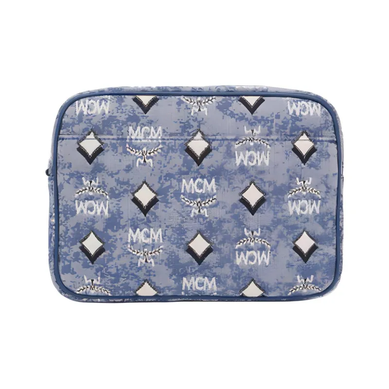 MCM Klassik Visetos Fabric Shoulder Bag, Crossbody Bag Trumpets Women's Blue-2