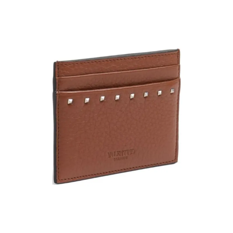 Valentino GARAVANI Calfskin Card Holder Men's Brown-1