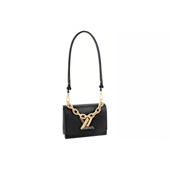 LOUIS VUITTON Twist Epi Grained Leather Patchwork Trim Shoulder Bag Crossbody Bag Small Size Women's Black