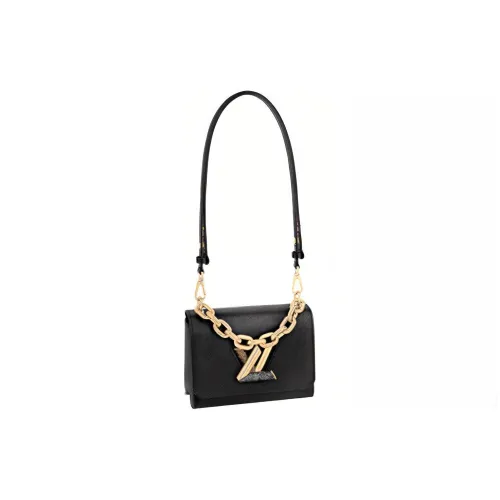 LOUIS VUITTON Twist Epi Grained Leather Patchwork Trim Shoulder Bag Crossbody Bag Small Size Women's Black