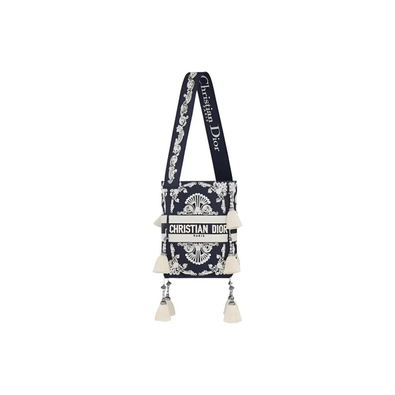 DIOR D-Bubble Collection Embroidery Handbags Shoulder Bags Women's Blue/White-4