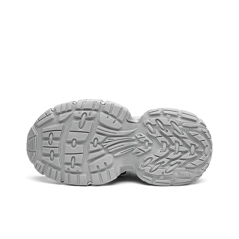 MVA Anti Slip Wear Resistant Breathable Lightweight Low Top Chunky Sneakers Unisex Silver-5