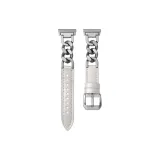 Metal Patchwork Leather Strap-Ecru