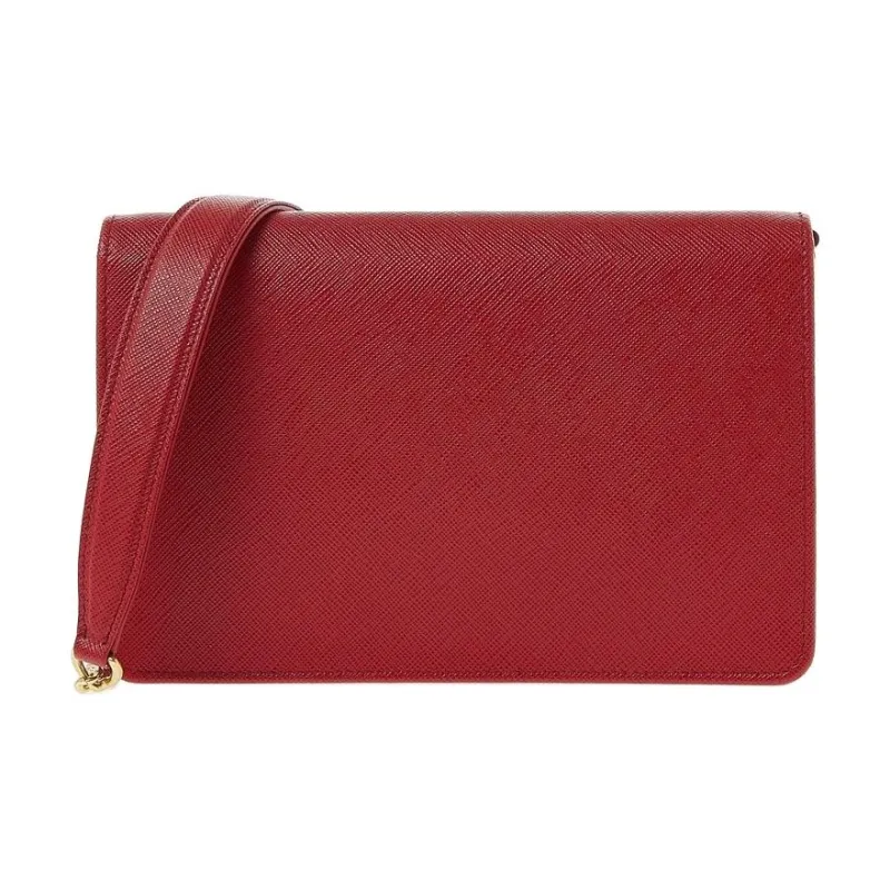 PRADA Calfskin Shoulder Bag Crossbody Bag Women's Red-2