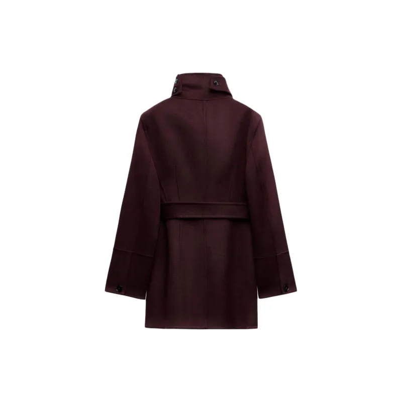 ZARA ZW Series Coats Women's Bordeaux-1