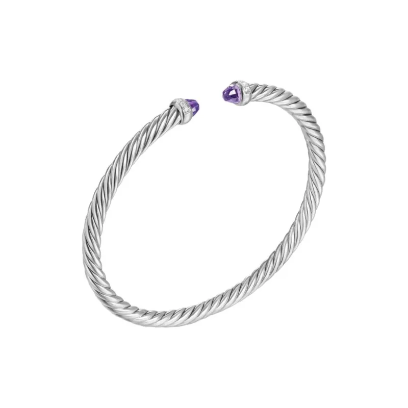 David Yurman Sterling Silver Classic Cable Diamond Bracelet 5mm-1