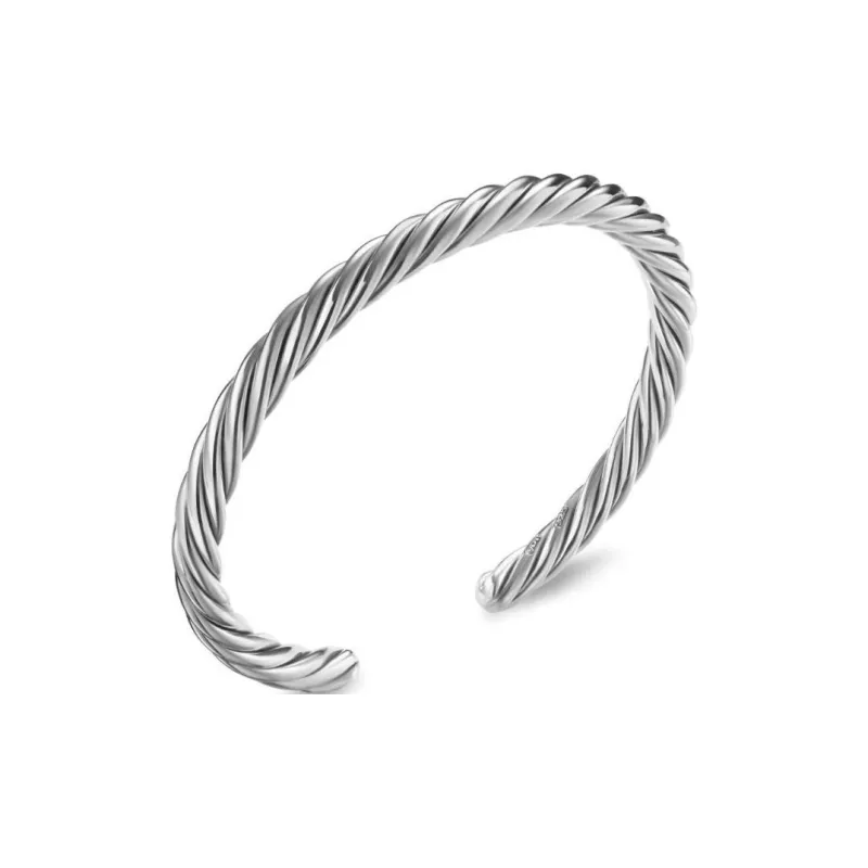 David Yurman Sterling Silver Cable Cuff Bracelet 6mm-1
