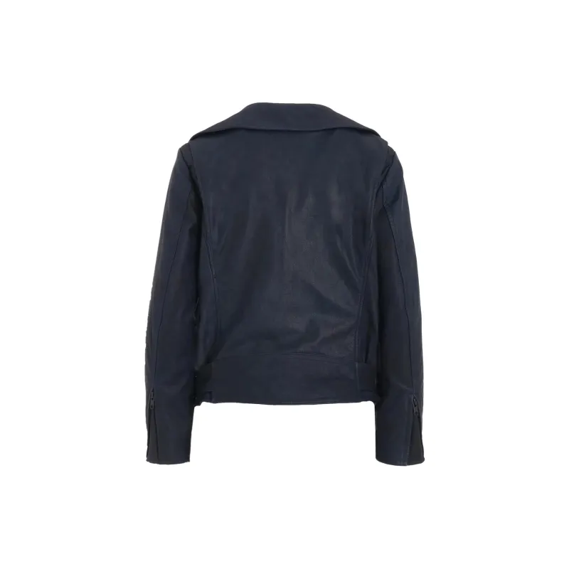Yohji Yamamoto Y's FW24 Leather Jacket Women's Marine Blue-2