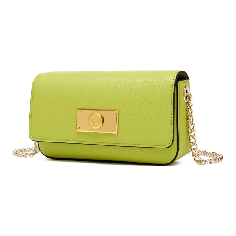 Montagut Cow Leather Small Square Bag Shoulder Bag, Crossbody Bag Regular Women's Black/White/Mustard Green-11