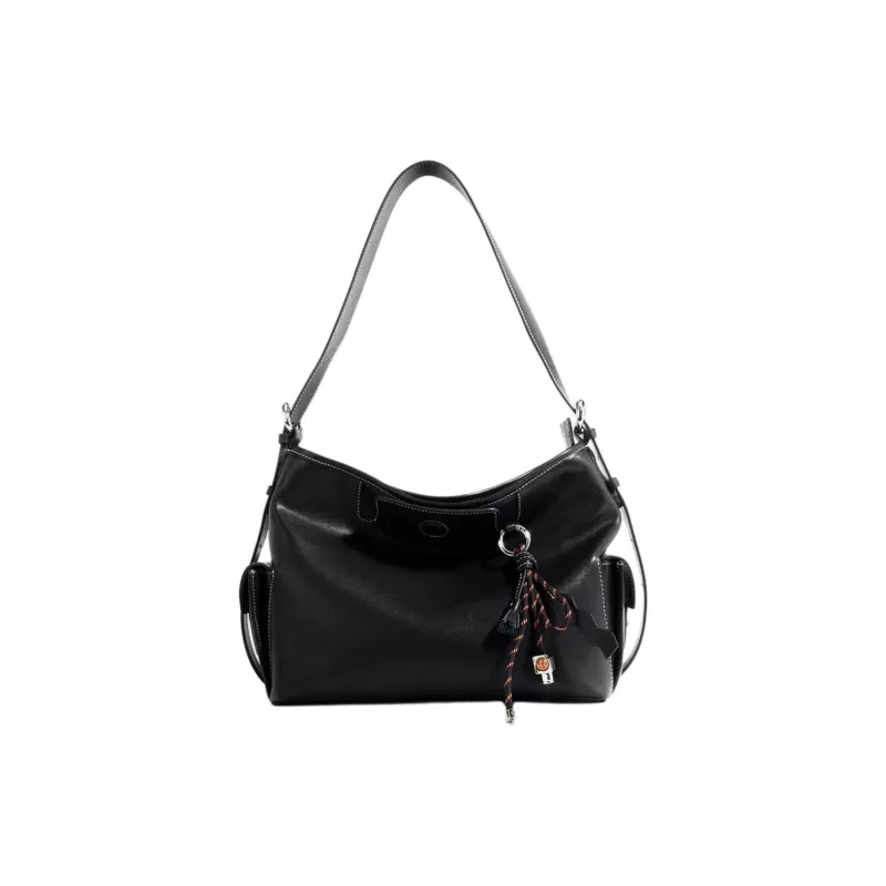 ROBERTA DI CAMERINO Cow Leather Crossbody Bag, Shoulder Bag Regular Women's Classic Black/Vintage Brown-0