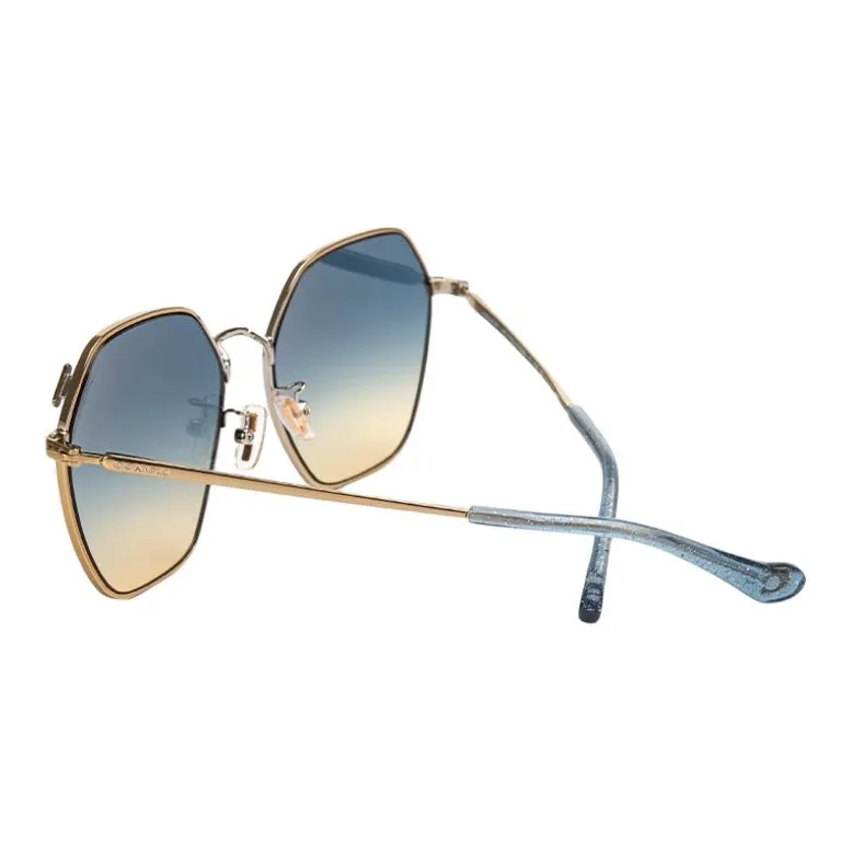 COACH Alloy Irregular Shape Sunglasses Women's Gold-2