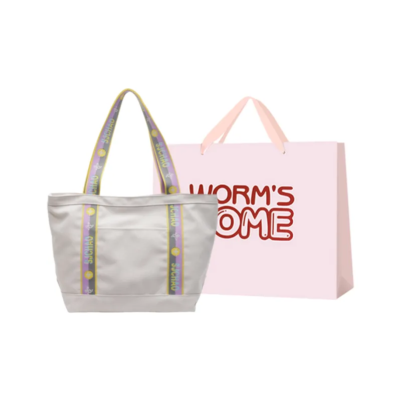 Worm's Home Oxford Tote Bag Shoulder Bag Women's Ecru/Black/Khaki-8