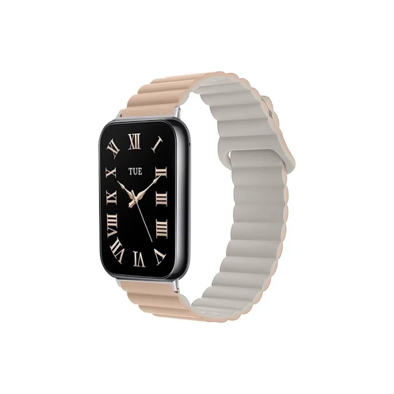 MSSM Watch Band Red Beige Compatibility Silicone Material-7