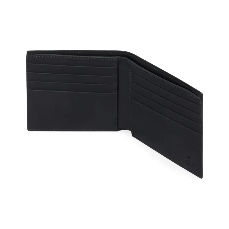 GUCCI Rubber Leather Wallet Men's Black-3