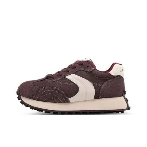 C°BANNER Height Increasing Low Top Chunky Sneakers Women's Beige Coffee