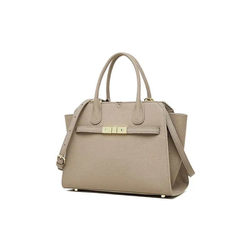 Carnival Keep Cow Leather Handbag Regular Women's Khaki/Black/Gold Brown-1