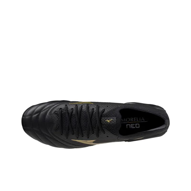 Mizuno Morelia Neo 4 Anti-Slip Wear-Resistant Soccer Shoes Unisex Black Gold-2