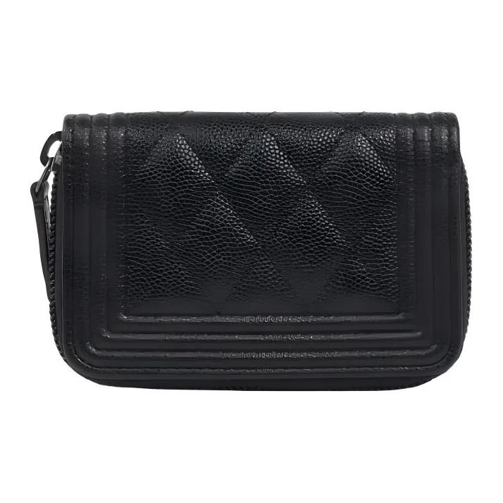 CHANEL Litchi Grain Calfskin Coin Purse Wallet Men's Ru Black-1