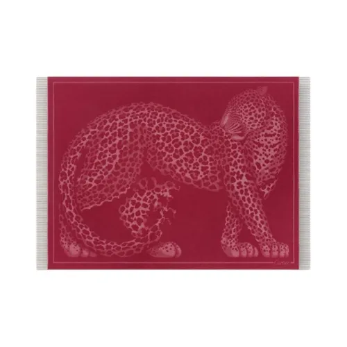 CARTIER Cashmere Knit Scarves Unisex Red