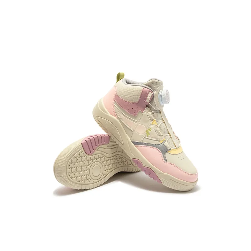 XTEP Non slip Support High Top Kids' Skateboarding Shoes White Pink Kids'-4