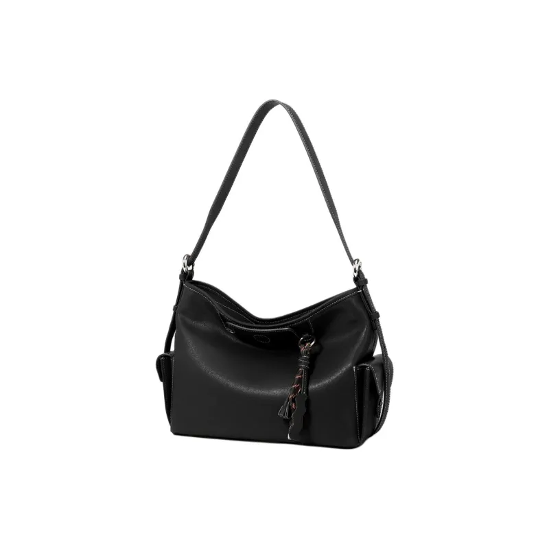 ROBERTA DI CAMERINO Cow Leather Crossbody Bag, Shoulder Bag Regular Women's Classic Black/Vintage Brown-1