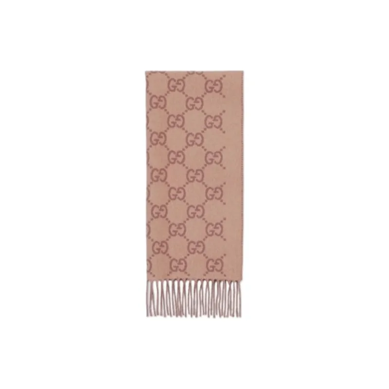 GUCCI Cashmere Knit Scarves Women's Brown-1