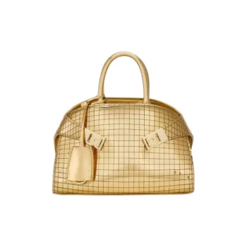 FERRAGAMO Calfskin Shoulder Bag Crossbody Bag Handbag Women's Gold