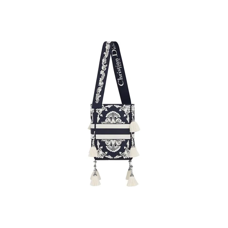 DIOR D-Bubble Collection Embroidery Handbags Shoulder Bags Women's Blue/White-6