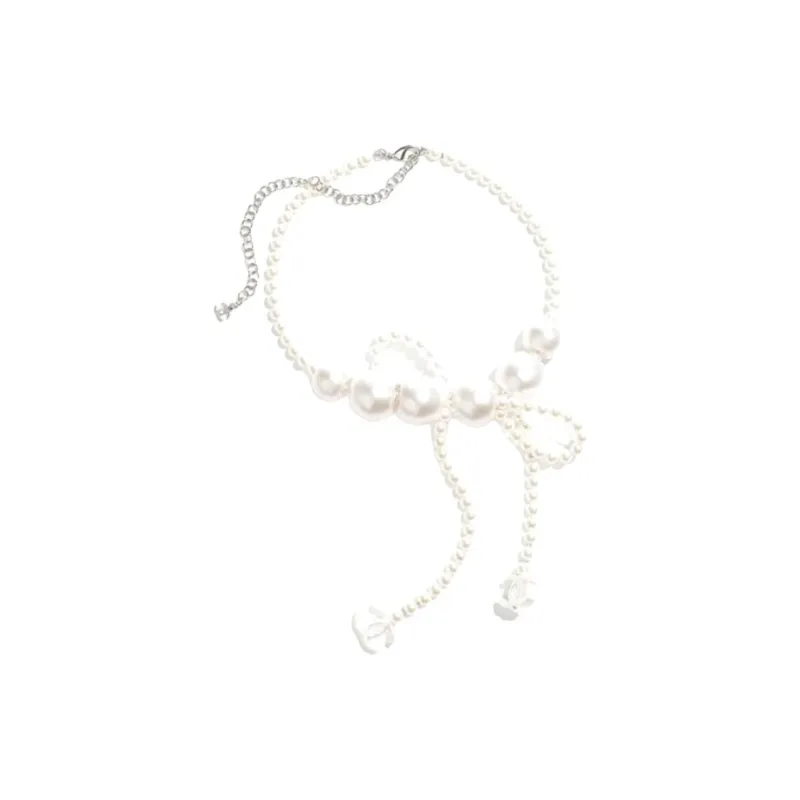 CHANEL Resin Necklaces Women's White-1