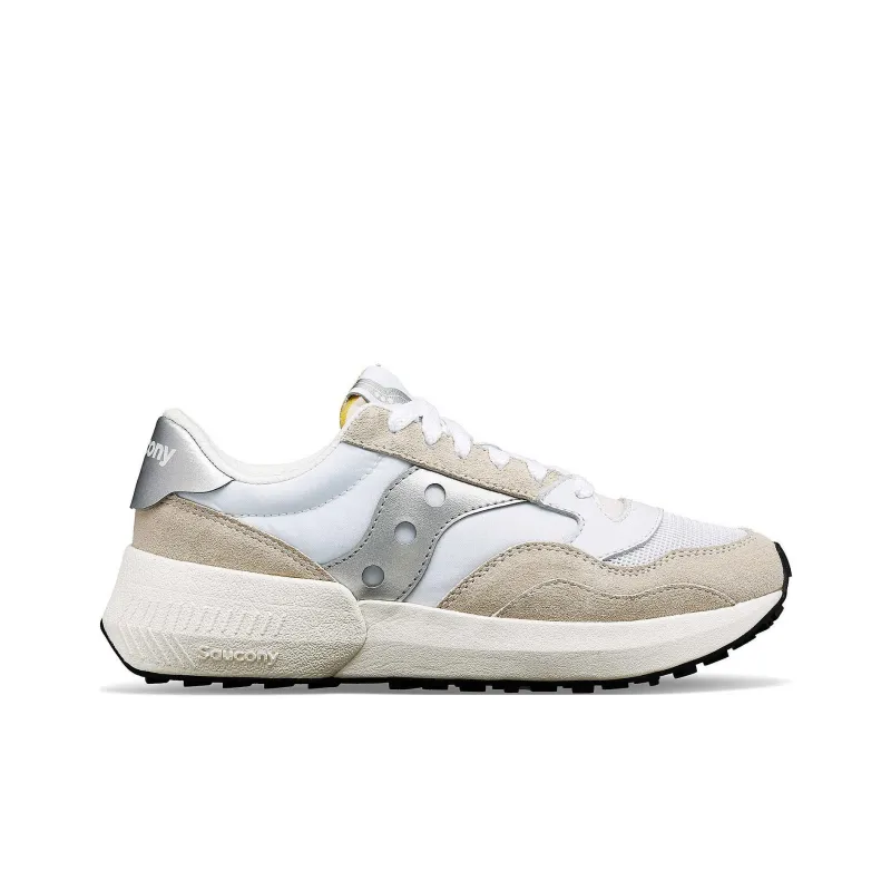 Saucony Cushioning Slip Resistant Low Top Running Shoes Unisex White Silver-1