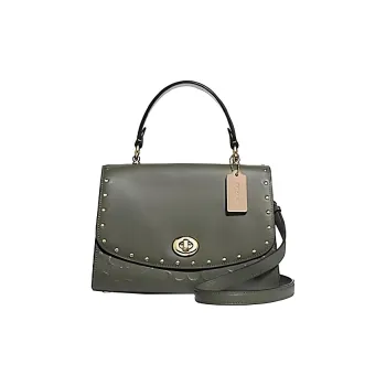 COACH Tilly Leather Crossbody Bag Medium Size Women's Army Green/Gold