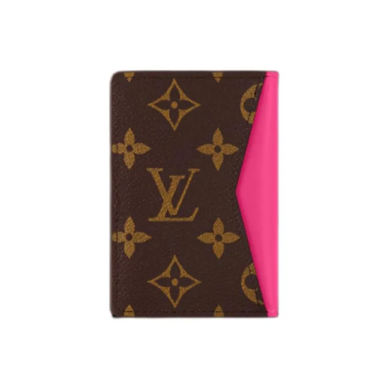 LOUIS VUITTON Coated Canvas Card Holder Men's Pink & Brown-2