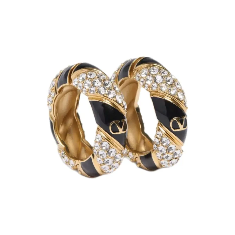 Valentino Metal Enamel Crystal Pearl Earrings Women's Gold-0