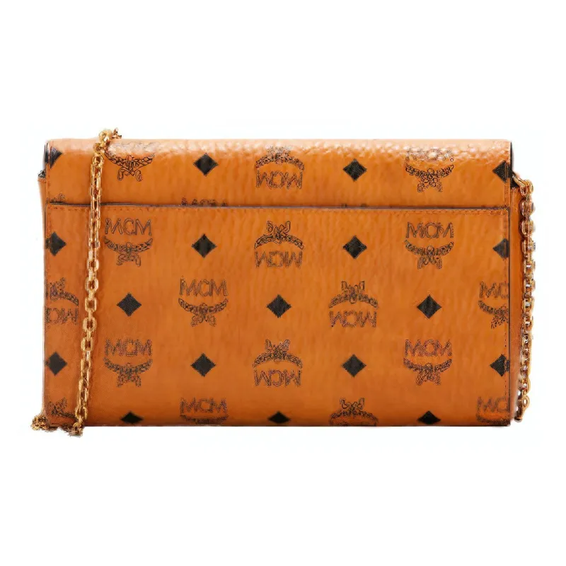 MCM Millie Visetos Coated Canvas Envelope Bag Handheld Shoulder Bag Crossbody Bag Medium Size Women's Brown/Cognac-3