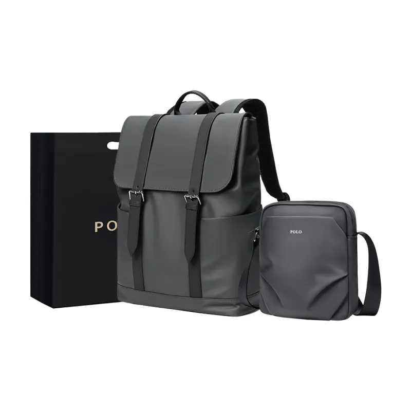 POLO Fabric With Synthetic Leather Backpack Large Size Men's Multicolor-16
