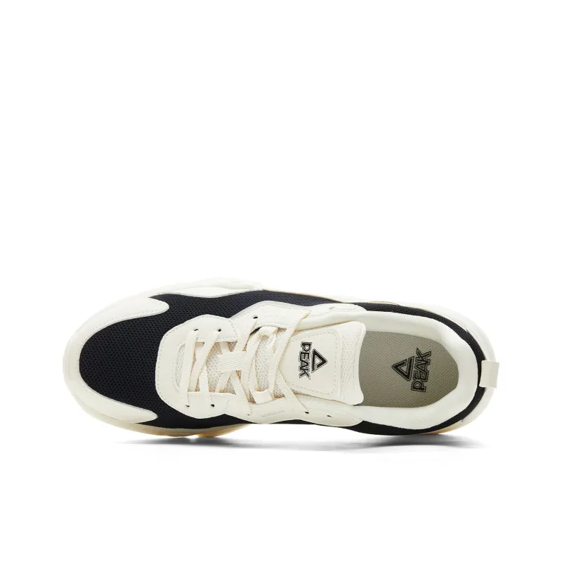 PEAK Height Increasing Wear Resistant Lightweight Slip Resistant Low Top Chunky Sneakers Men's Canvas White Black-3