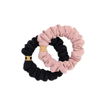 CELINE Set Of 2 Small Scrunchies In Polyamide Elastane And Brass With Gold Finish