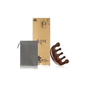 Cow Daddy Natural Gold Sandalwood Five-Tooth Smooth Hair Massage Comb Hairdressing Tools Meridian Detox